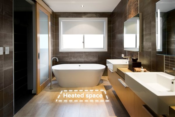 heated space example in modern bathroom