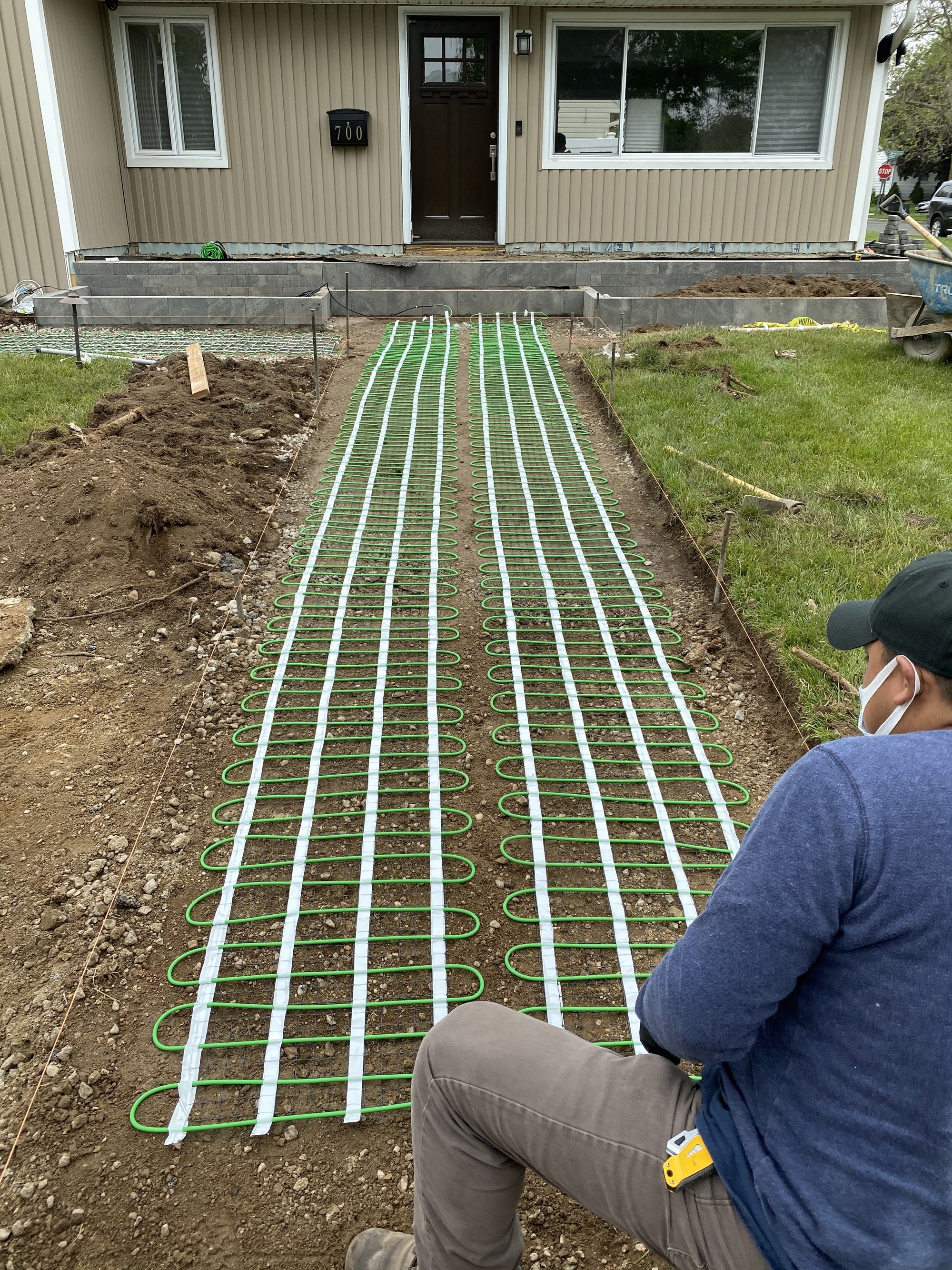 Heated walkway snow melt mat installation EAST MEADOW, NY