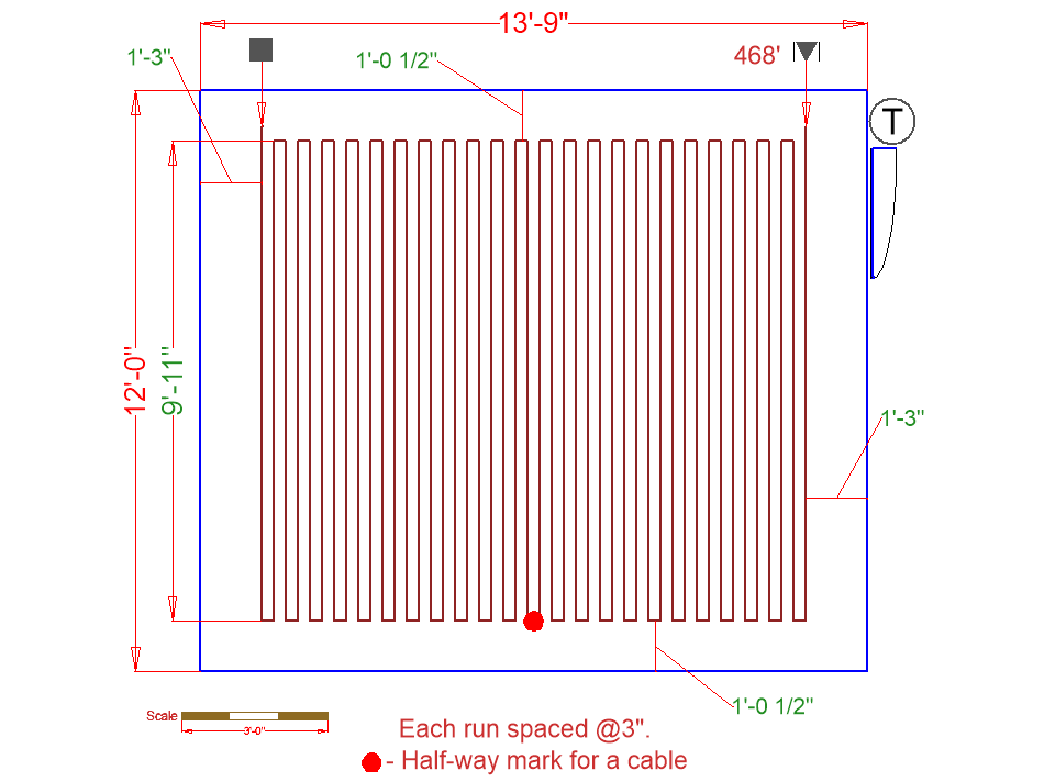 Heating cable in a living room
