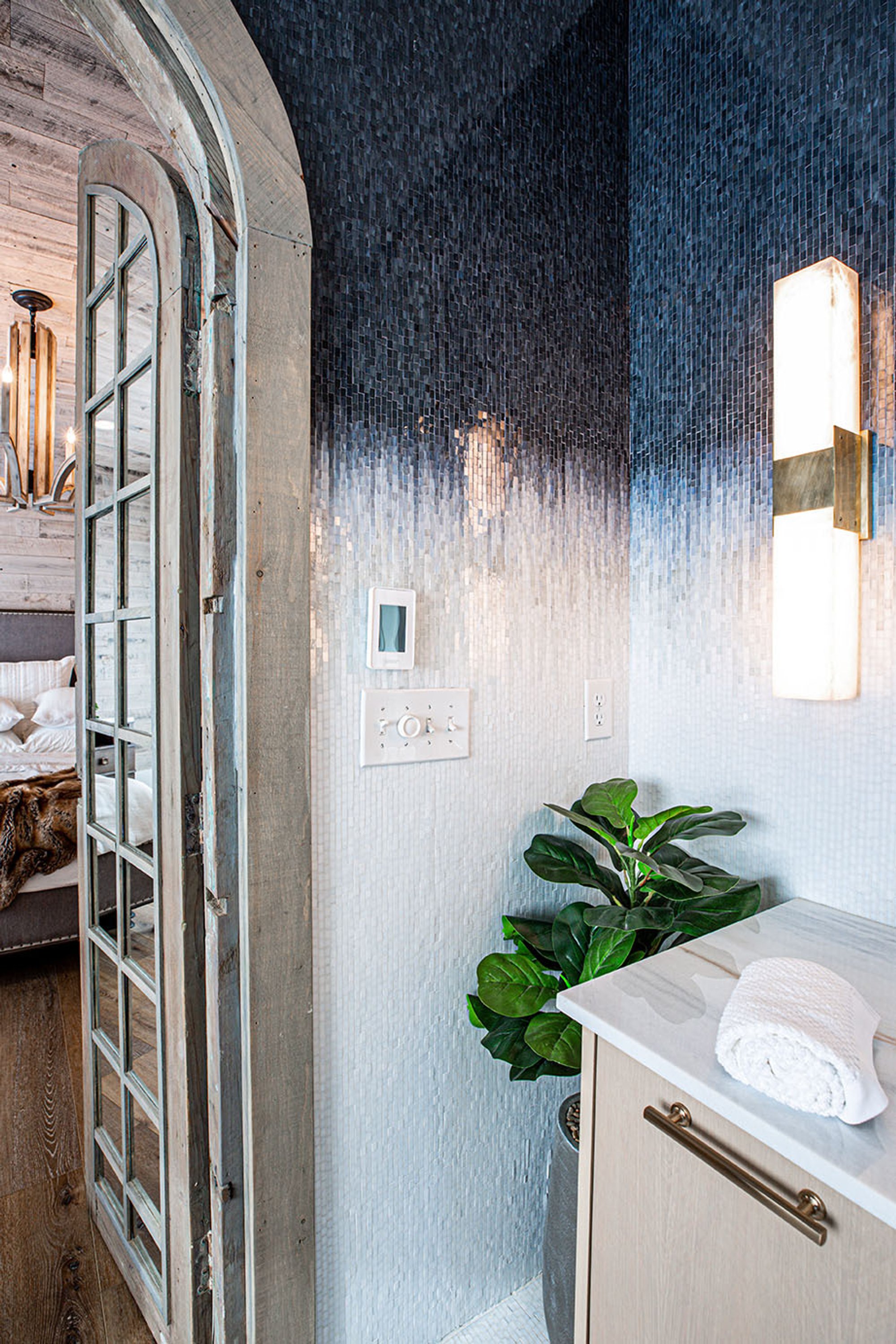 HGTV Rock the Block Season 2 Bathroom Remodel with Floor Heating for Victoria Alison & Mike Holmes control corner enhanced
