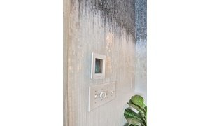 HGTV Rock the Block Season 2 Bathroom Remodel with Floor Heating for Victoria Alison & Mike Holmes thermostat view