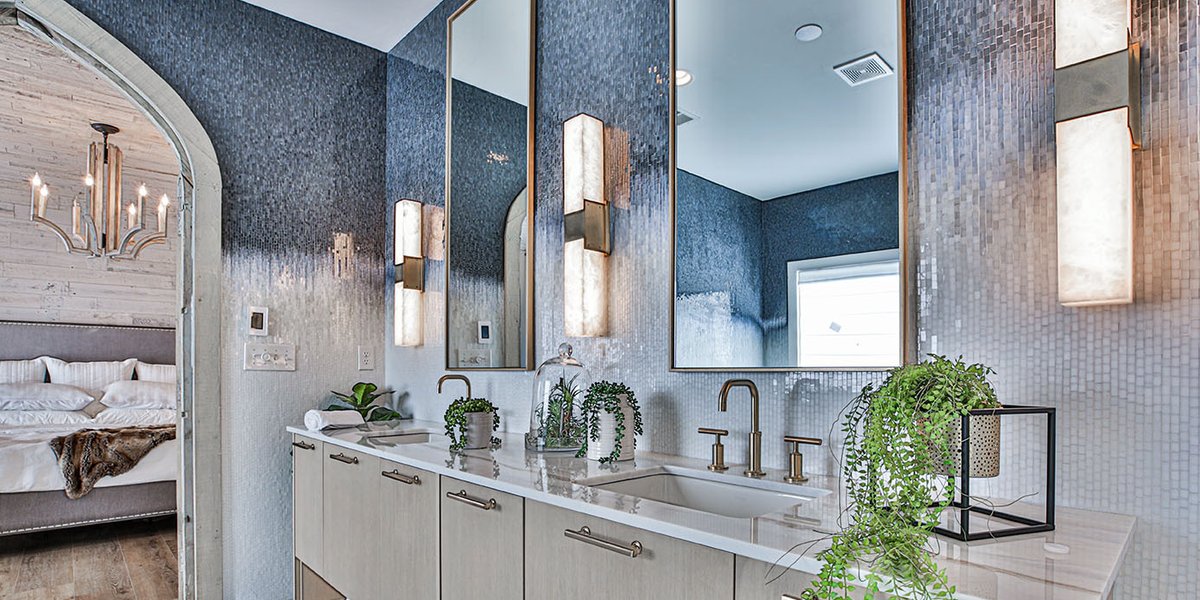 HGTV Rock the Block Season 2 Bathroom Remodel with Floor Heating for Victoria Alison & Mike Holmes vanity angled