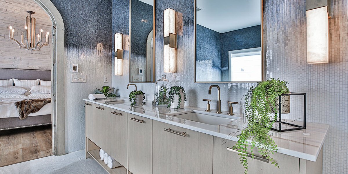 HGTV Rock the Block Season 2 Bathroom Remodel with Floor Heating for Victoria Alison & Mike Holmes vanity angled