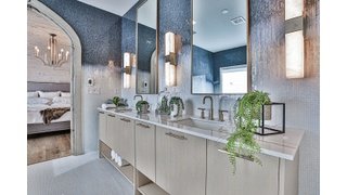 HGTV Rock the Block Season 2 Bathroom Remodel with Floor Heating for Victoria Alison & Mike Holmes vanity angled