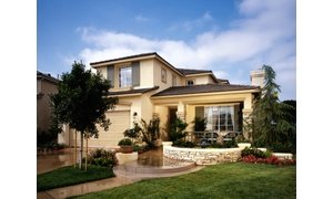House exterior landscaping and walkway