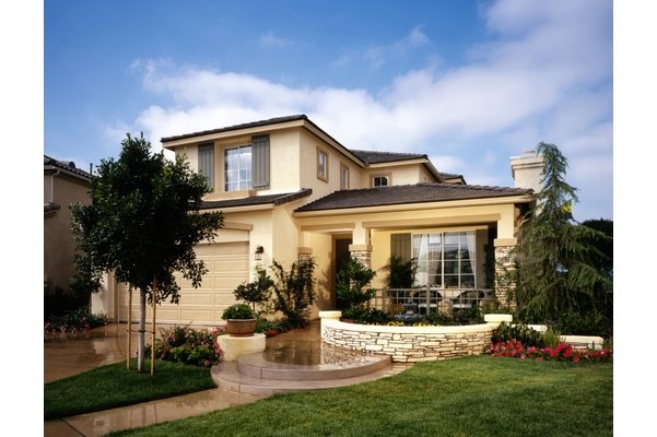 House exterior landscaping and walkway