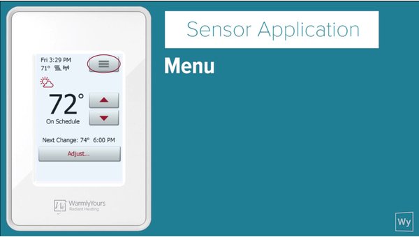 How to change default sensor application on touch screen thermostats from Room/Floor to Floor