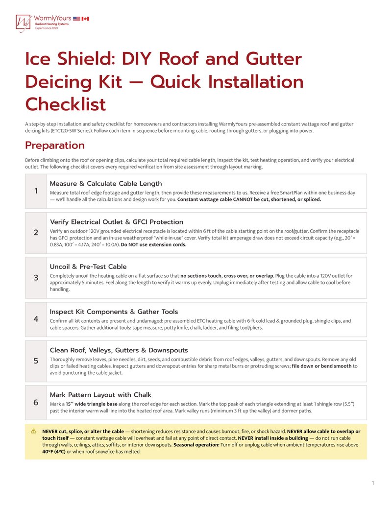 Ice Shield: DIY Roof and Gutter Deicing Kit — Quick Installation Checklist (English)