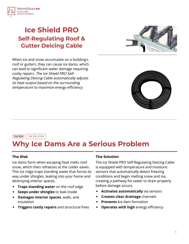Ice Shield PRO Self-Regulating Roof & Gutter Deicing Cable Sell Sheet Canada (English)