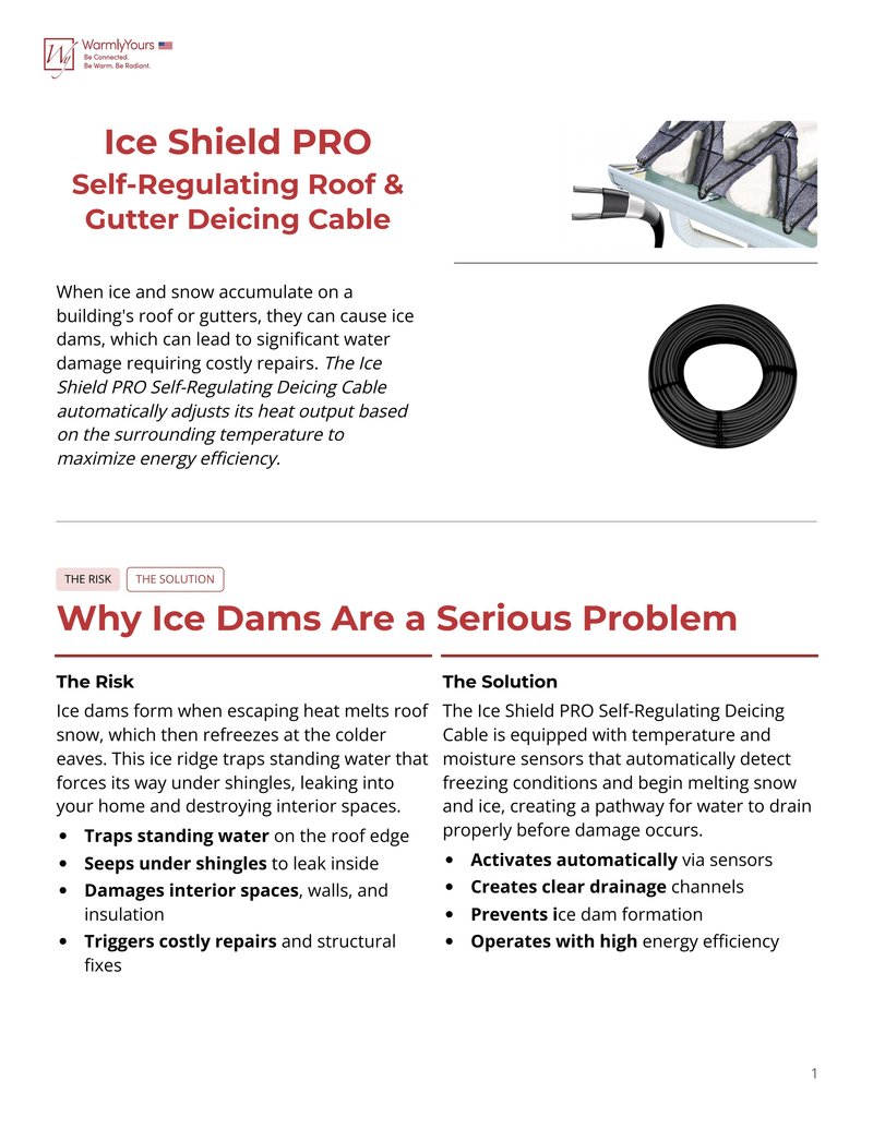 Ice Shield PRO Self-Regulating Roof & Gutter Deicing Cable Sell Sheet USA (English)