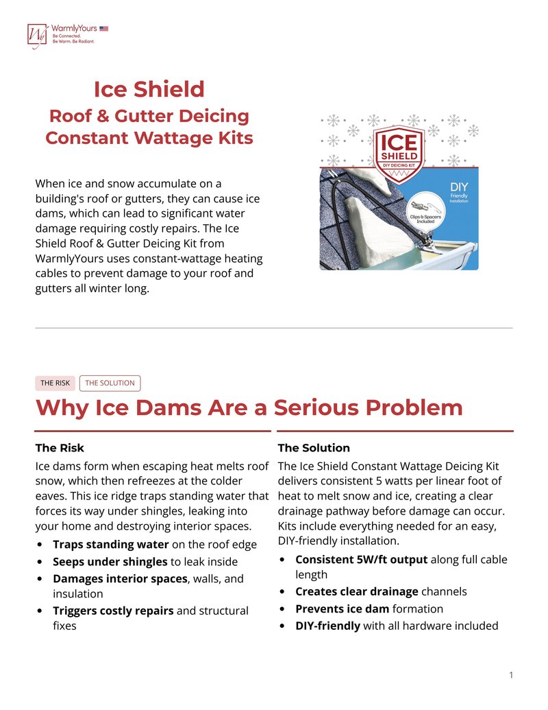 Ice Shield Roof And Gutter Deicing Constant Wattage Kits USA (English)