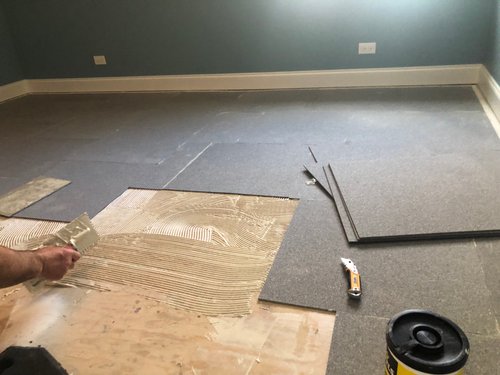 Thermalsheet installation for heated carpet bedroom smartinstall applying thinset