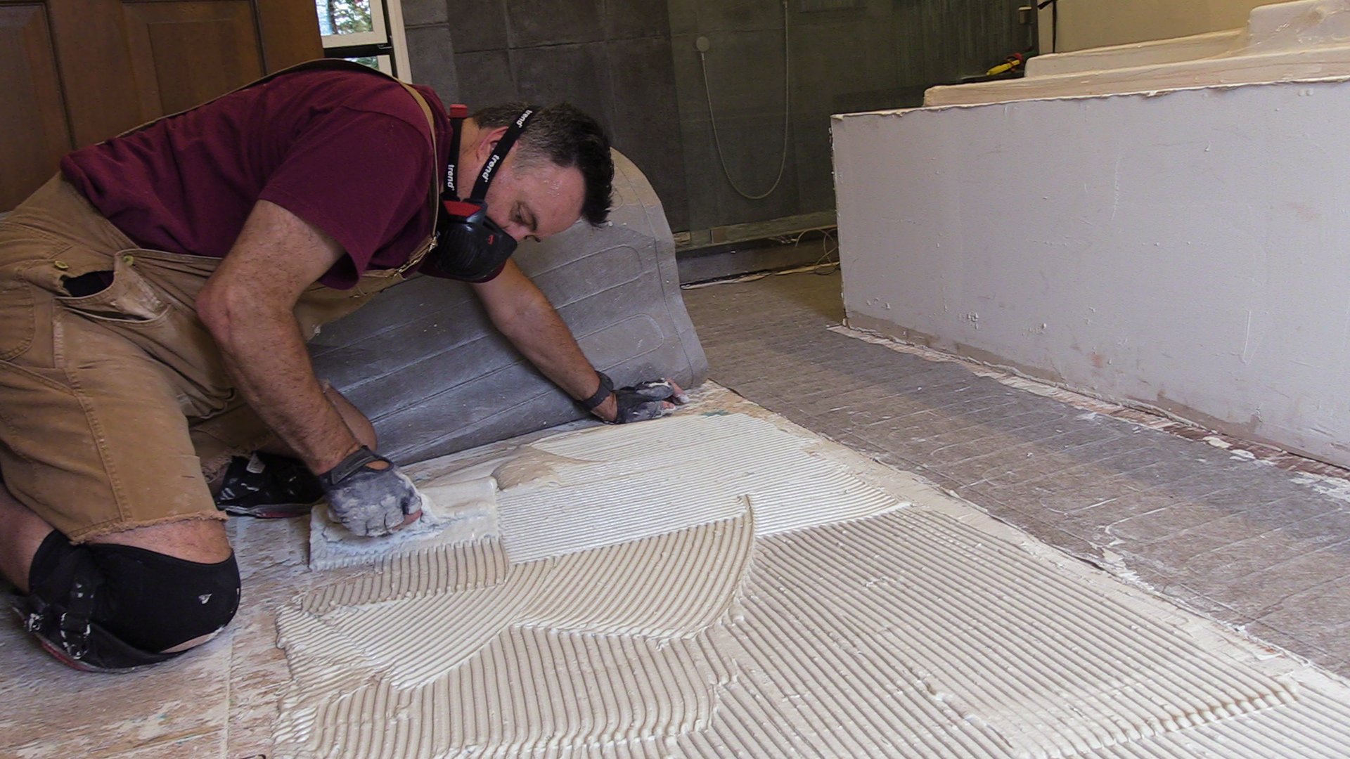 TempZone Custom Mat floor heating installation with thinset