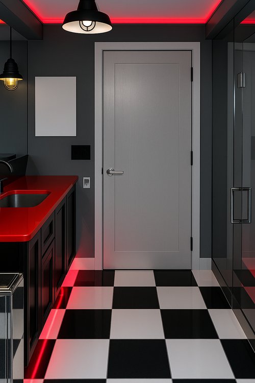 Industrial car design for bathroom with floor heating