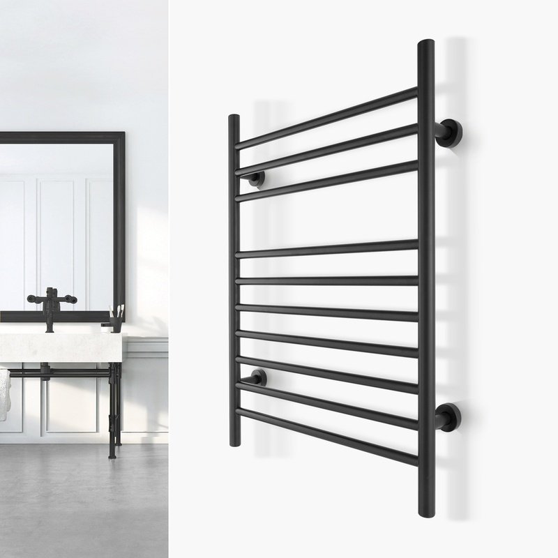 Infinity Black Towel Warmer Landing Page Image on Wall Square
