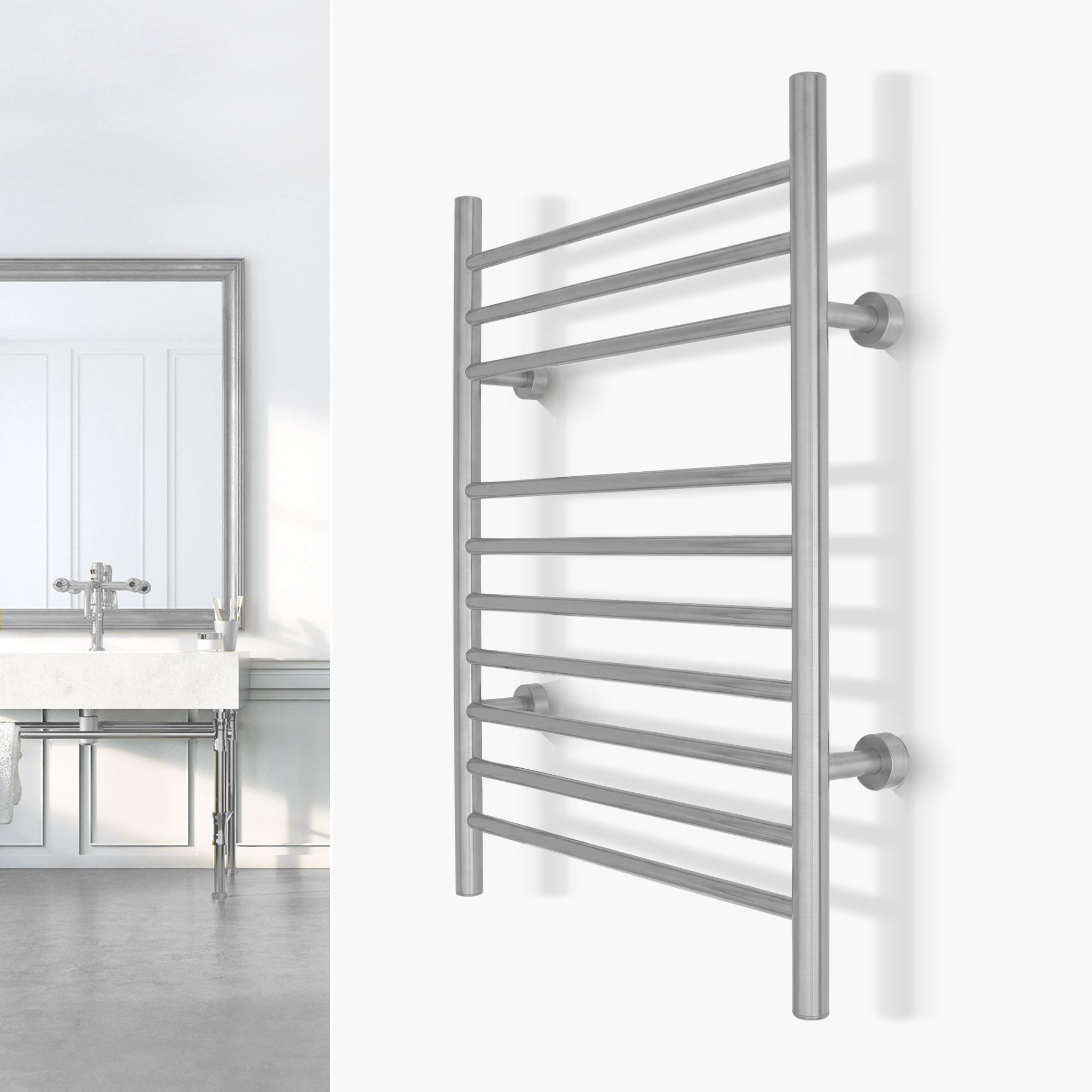 Infinity towel warmer with ten heated bars