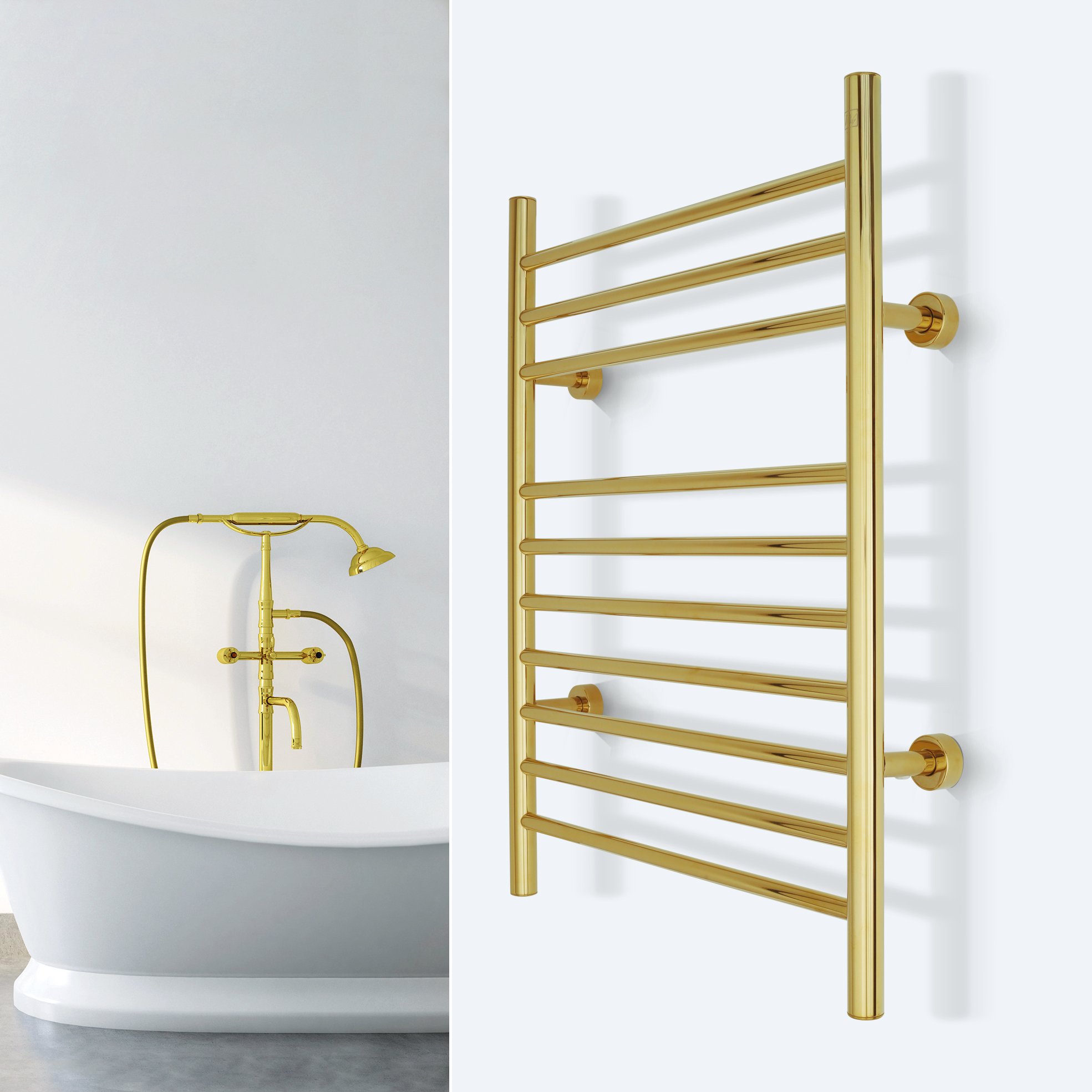 Infinity Gold Polished Towel Warmer Lifestyle