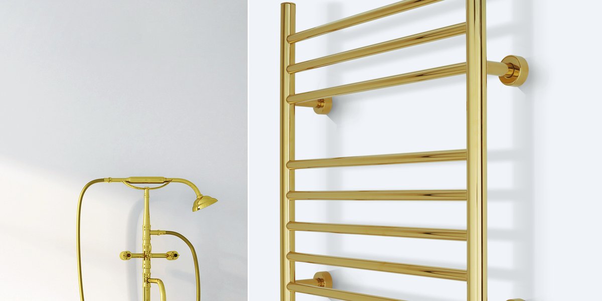Infinity Gold Polished Towel Warmer Lifestyle