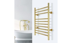Infinity Gold Polished Towel Warmer Lifestyle