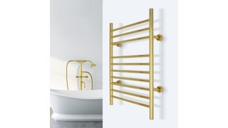 Infinity Gold Polished Towel Warmer Lifestyle