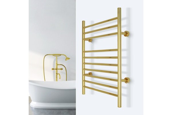 Infinity Gold Polished Towel Warmer Lifestyle