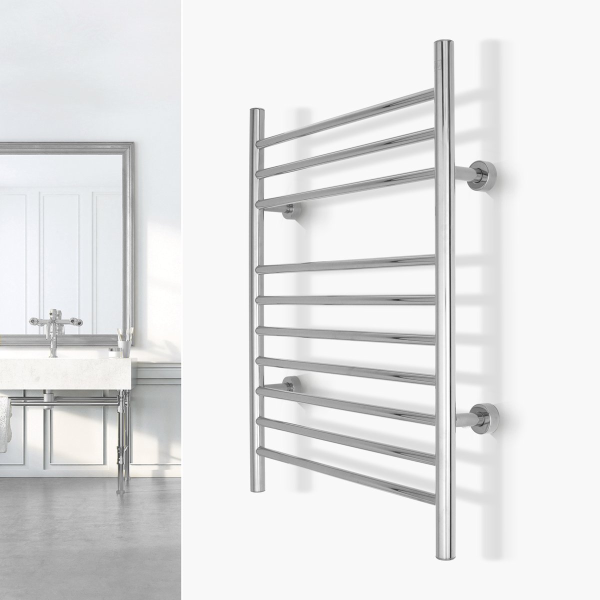 Infinity Polished Towel Warmer Landing Page Image on Wall Square (3)