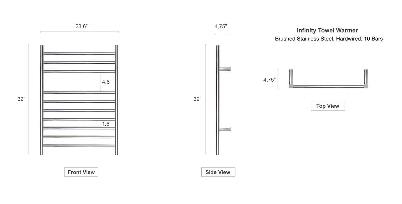 Infinity Towel Warmer Dimensions