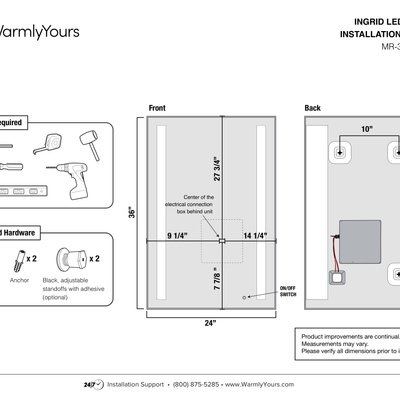 Ingrid LED Mirror Installation Instructions (English)