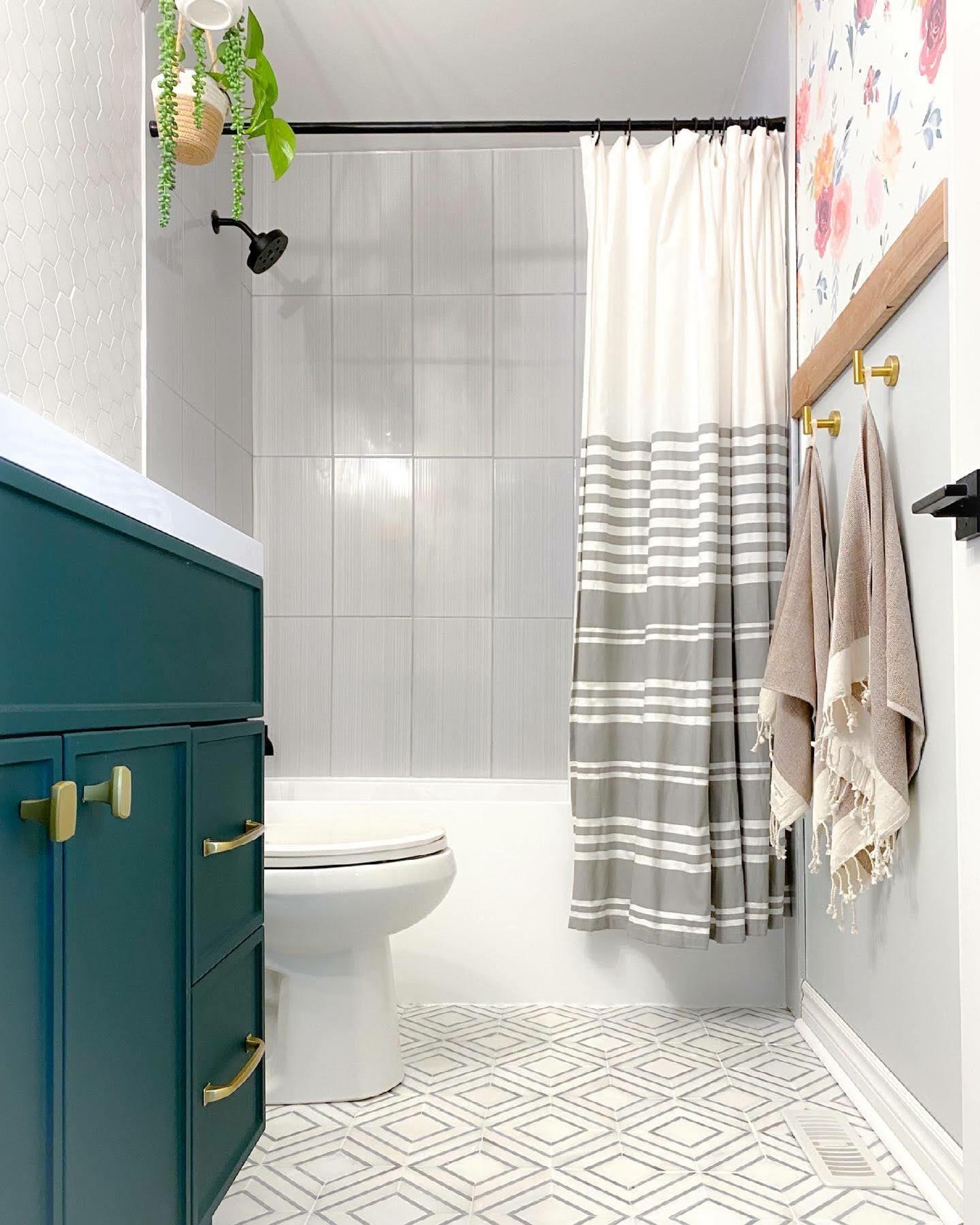 Instagram influencer bathroom project after shot from door