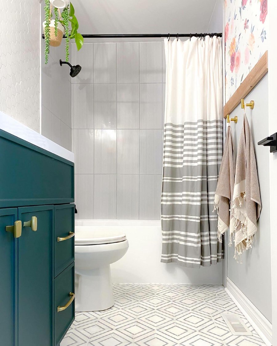 Instagram influencer bathroom project after shot from door