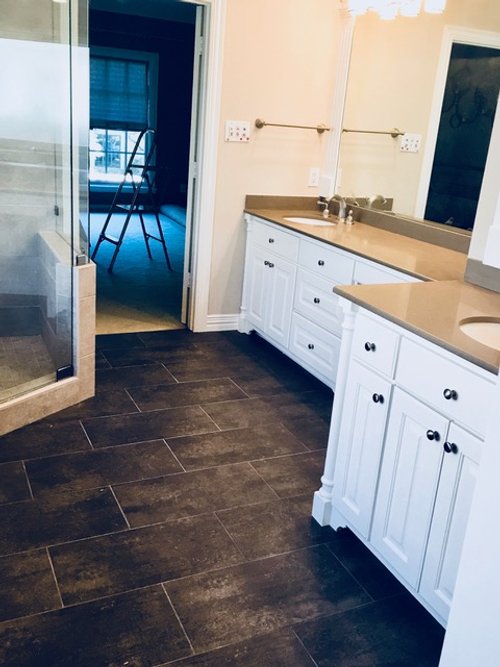 Installation in Master Bathroom with Tempzone  heated tile floor DALLAS, TX