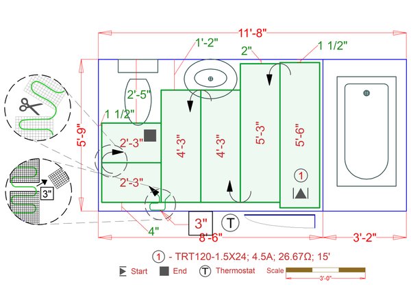 101 Floor Plans Tempzone Cables With Strip Bathroom - Plan 30. 38 sq.ft ...