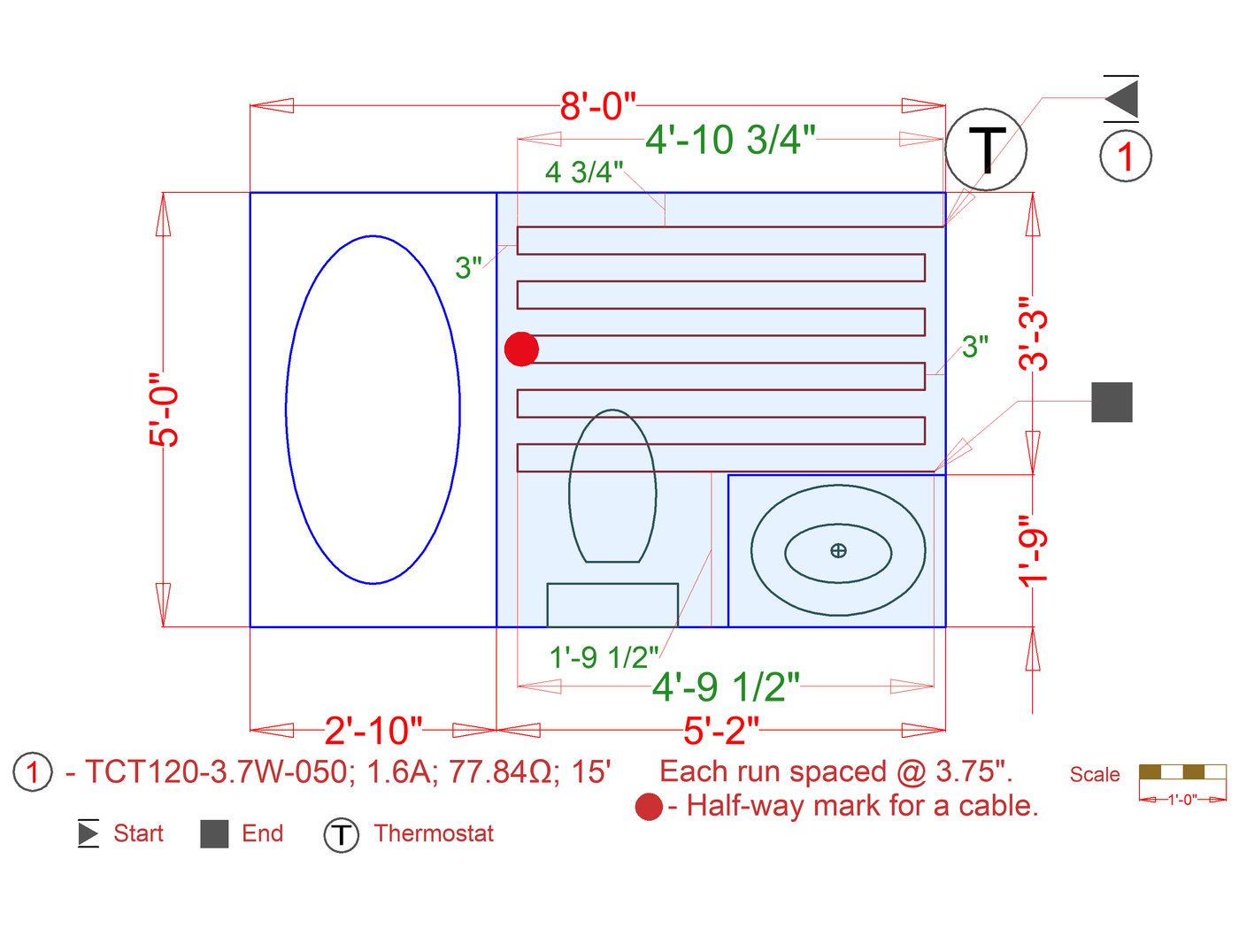 101 Floor Plans Tempzone Cables With Strip Bathroom - Plan 1. 18 sq.ft ...