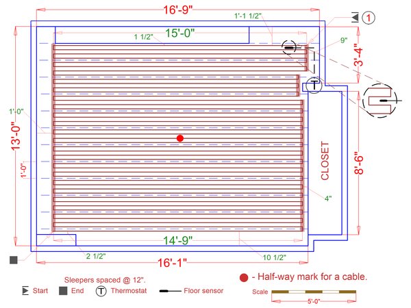 Bedroom Large 3 - 168 sq.ft. with TempZone Floor Heating Floor Plan ...