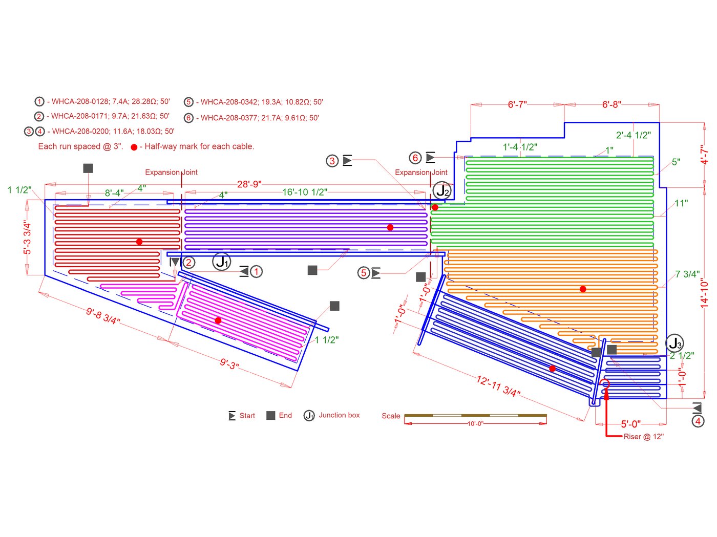 Ramps Floor Plan Ramp Large #2. 355 sq.ft. with Snow Melt Cable @3.0 ...