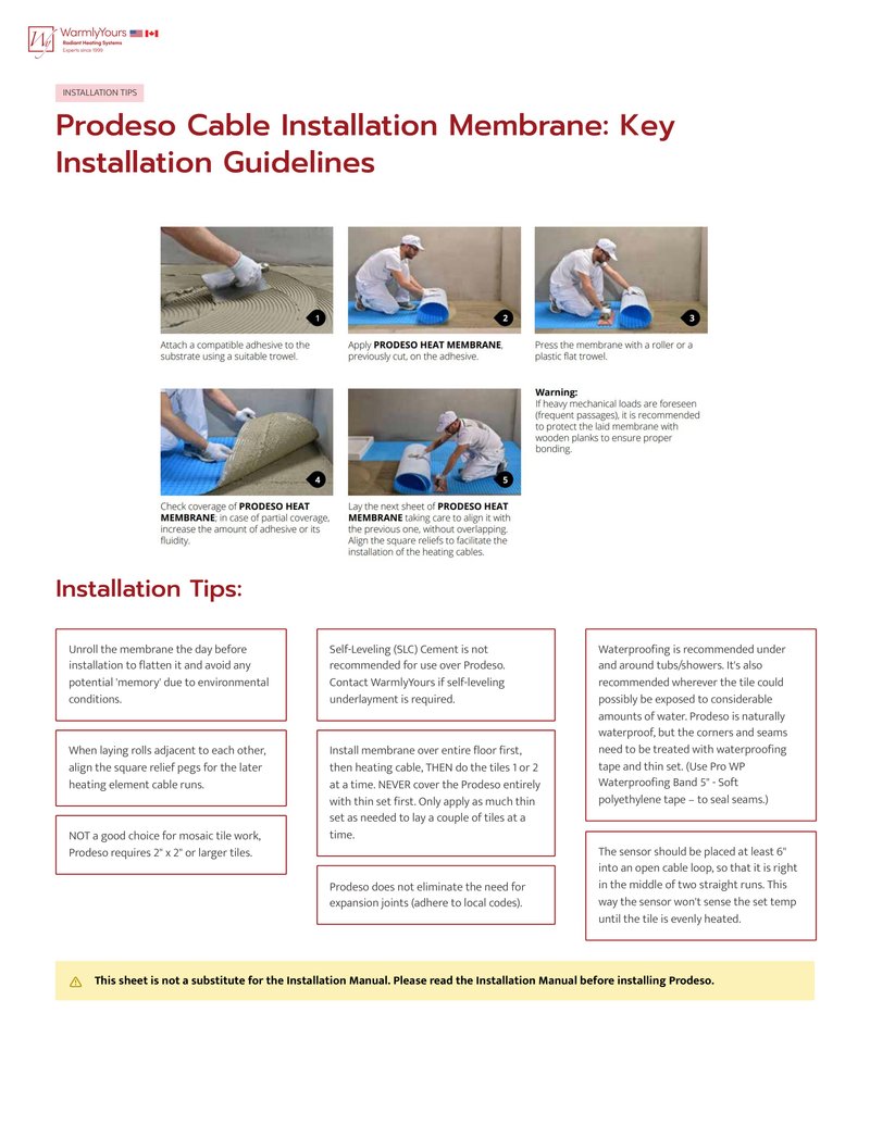 Installation Tips - Prodeso Cable Installation Membrane (English)