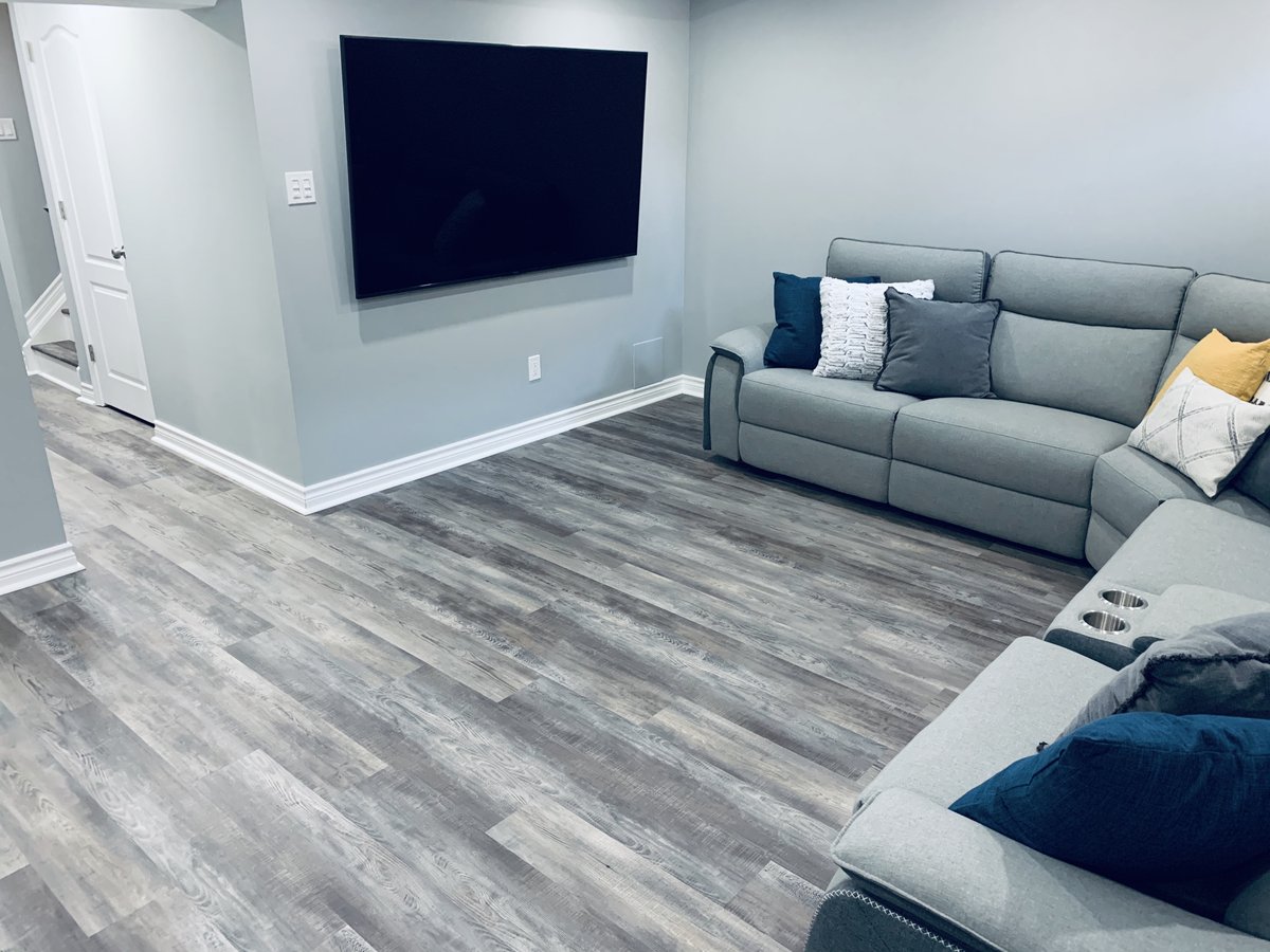 Heated basement playroom with luxury vinyl tile flooring in Whitchurch-Stouffville, ON
