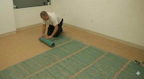 Installing radiant heat at Fashion Carpet 4