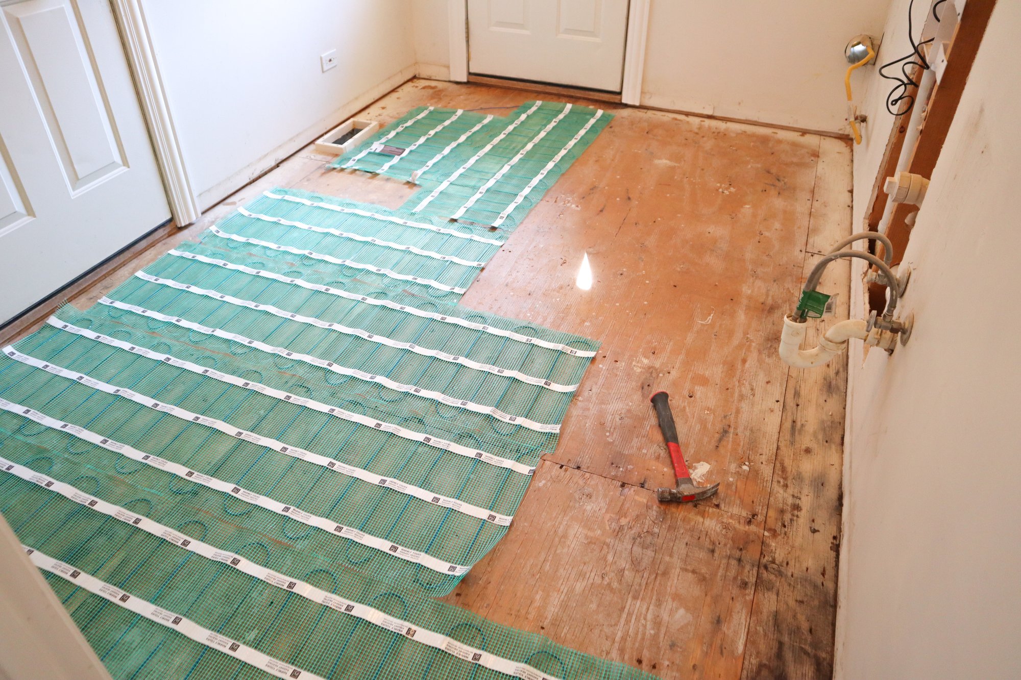 Installing TempZone Flex Roll floor heating mats for Laundry Room OAK LAWN, IL