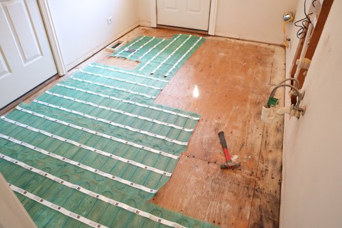 Installing TempZone Flex Roll floor heating mats for Laundry Room OAK LAWN, IL