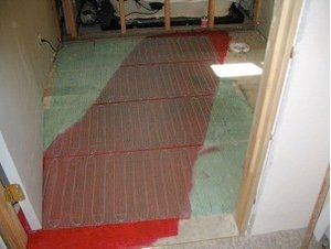 installing WarmlyYours radiant floor heating in a bathroom remodel