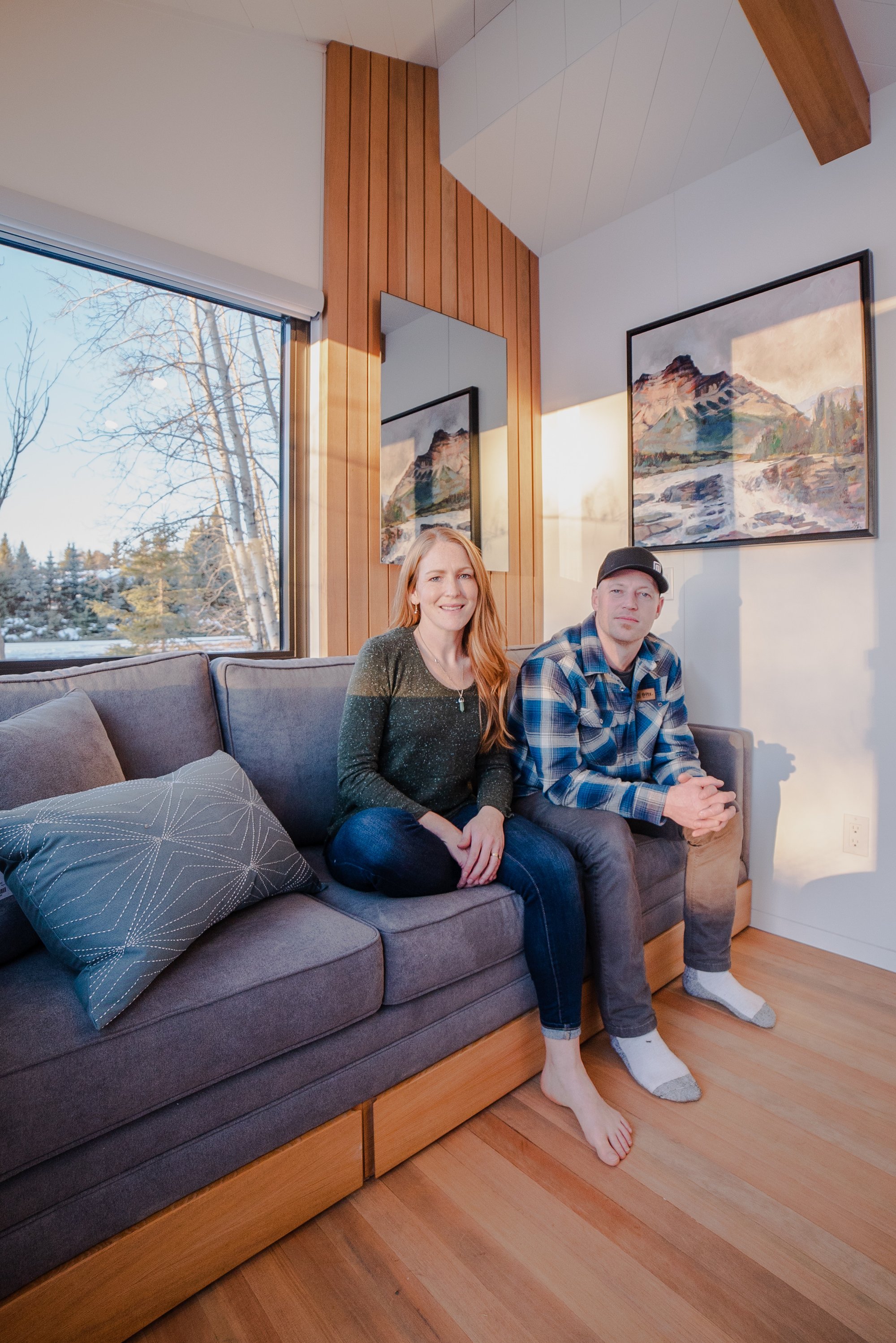 Interior of Fritz Tiny Home radiant panel and owners