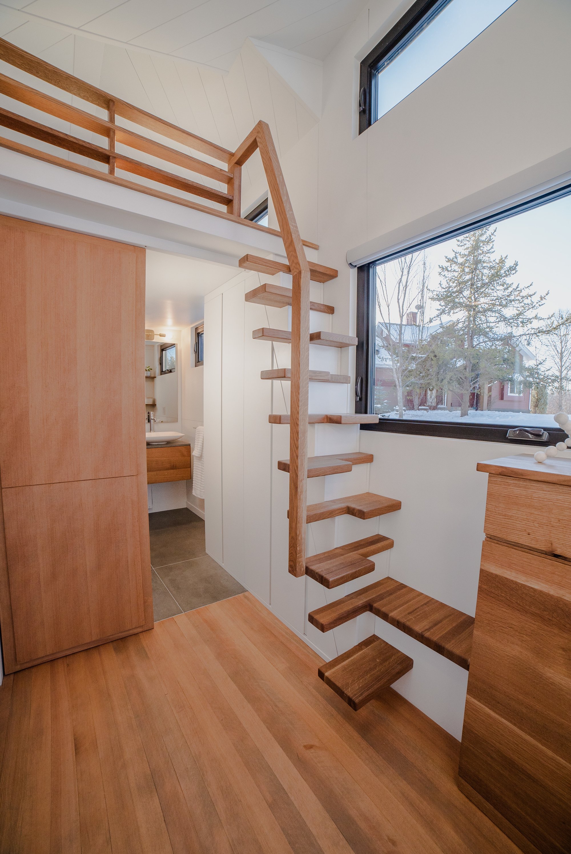 Interior of Fritz Tiny Home bathroom under stairs