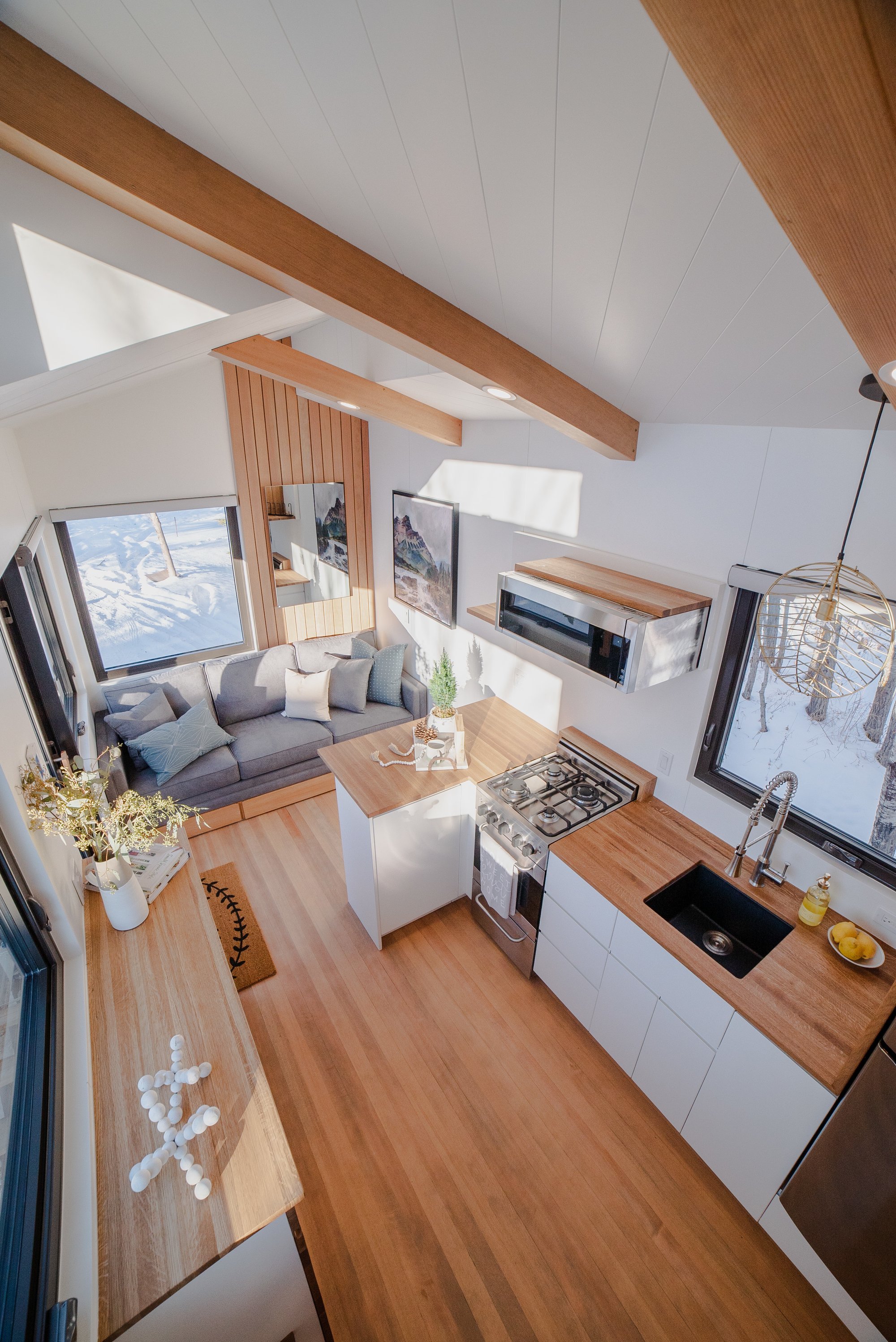 Interior of Fritz Tiny Home from loft angle