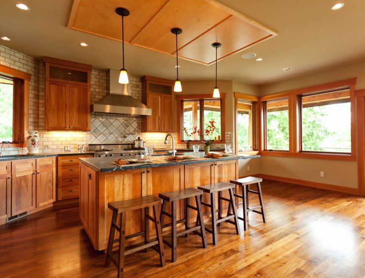Radiant Heat under beautiful hardwood flooring makes this kitchen the family's favorite place to gather