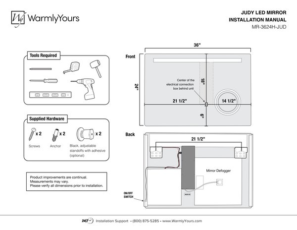 Cover for Judy Led Mirror Installation Instructions (English)