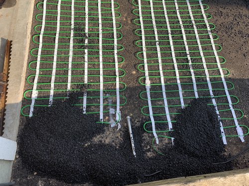Kaplan Snow Melt for Driveway Installation snow melt mats laid out