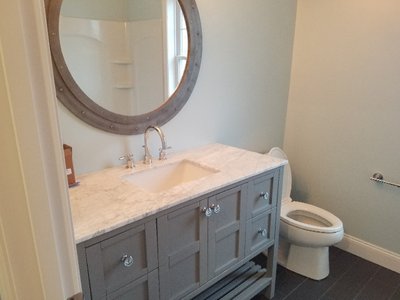 Kids Bathroom after installing radiant floor heating PROVIDENCE, RI