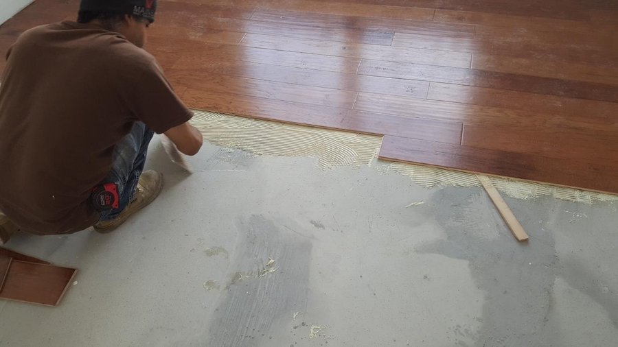 Kitchen Floor Install with Radiant Floor Heating wood floor ROSELLE, IL
