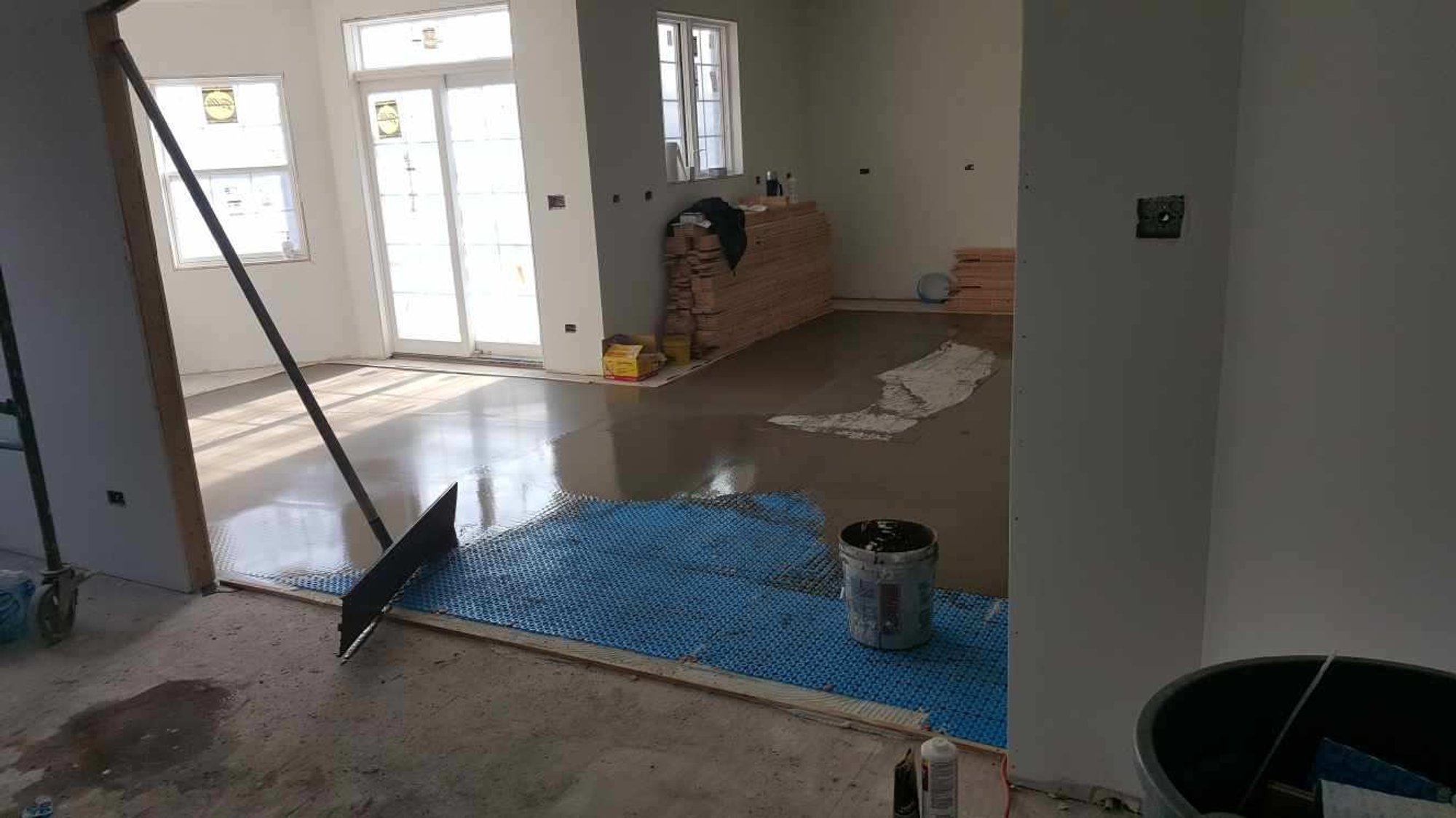 Kitchen Floor Install with Radiant Floor Heating with prodeso and self leveling cement ROSELLE, IL